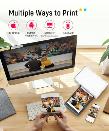 Liene 4x6'' Photo Printer, Phone Printer 100 Sheets & 3 Cartridges, Full-Color Photo, Portable Instant Photo Printer for iPhone Android, Thermal Dye Sublimation, Wi-Fi Picture Printer 100 Papers