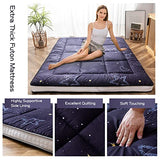 MAXYOYO Japanese Moon and Star Full Size Futon Mattress, Blue, Plush, 54"W x 80"L x 4"H, Foldable, Breathable, Reinforced Support, Moon and Star Pattern, Bedroom, Floor, Guest Room, Tent, Teepee MAXYOYO