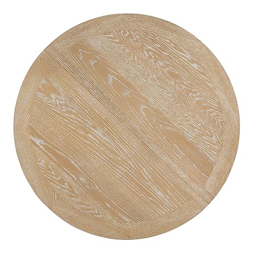 LUMISOL 5 Piece Round Extendable Dining Room Table Set with Chairs for Saving Space Solid Wood Round Kitchen Table Set, Natural Wood Wash LUMISOL