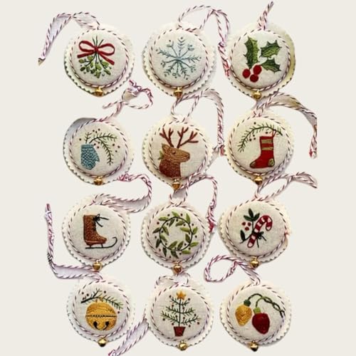 TMAKOTO Hand Embroidery Christmas Ornaments Kit,Christmas Embroidery Kit,Embroidery Kit Christmas Ornaments, Christmas Embroidery Kits for Adults Beginners (12 Pcs Colorful Set)