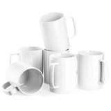 Jassceram Coffee Mugs Set of 6, 18 Ounce Porcelain Mugs for Latte, Hot Tea, Cappuccino, Cocoa and Milk, Ceramic Coffee Cups with Large Handle - Dishwasher & Microwave Safe, White Jassceram