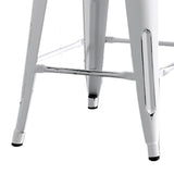 AC Pacific Modern 24” Metal Barstool Set of 2 – Country Rustic Style with Low Back, Lightweight & Sturdy Build, Easy Assembly, Distressed White AC Pacific