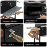 Royal Gourmet CD1824M 24-Inch Charcoal Grill, BBQ Smoker with Handle and Folding Table, Perfect for Outdoor Patio, Garden and Backyard Grilling, Black, Medium Royal Gourmet