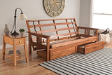 Kodiak Furniture Monterey Futon Set with Storage Drawers, with Barbados Base and Linen Charcoal Mattress Kodiak Furniture