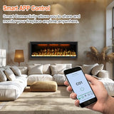 74" Smart Electric Fireplace Inserts,Slim Fireplace with APP Control & Remote Control& Touch Panel,13 Adjustable Flame Color&13 Fuel Bed Colors,750W/1500W,Black VINEMOUNT