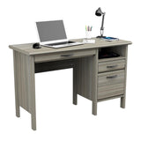 Inval 2-Drawer Computer Desk with Keyboard Tray, Gray Smoke Oak Inval