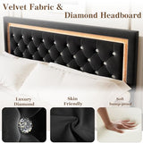 Garvee Floating Bed Frame King Size with Smart Led Lights, Upholstered Platform Bed with Diamond Headboard, Solid Wood Slats Support, No Box Spring Needed, Noise-Free, Easy Assembly, Black Garvee