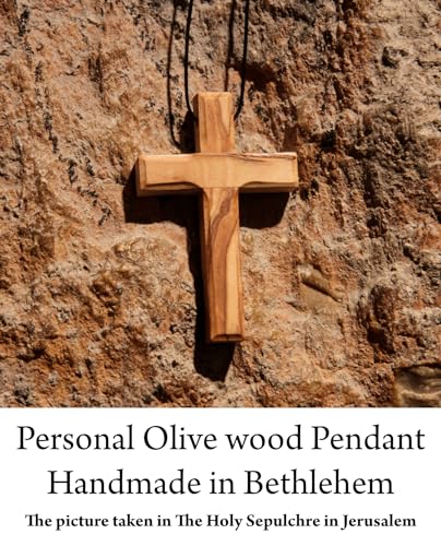 Wooden Cross Necklace, Christian gift, Faith Cross Pendant for the church and home Car Rearview Mirror Pendant, Olive wood from Bethlehem, Certificate of Origin, size 2.7" x 1.8" THE JERUSALEM GIFT SHOP SINCE 2004