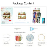 Zhenqing Plant Shelf Embroidery Kit for Beginners, Pre-Printed 29x29cm Circular Cotton Fabric with 20cm Hoop, Cozy Indoor Garden Design for Home Decor (JC0016)