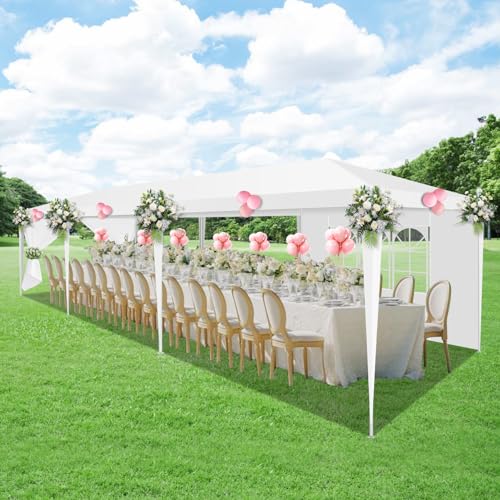 HOTEEL 10x30 Party Tent Outdoor Canopy Tent with Removable Sidewalls, White Tents for Parties Waterproof for Patio Gazebo Shelter Carpas Wedding Events BBQ Hoteel