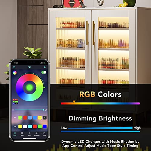 Tribesigns Shoe Cabinet with Acrylic Doors and LED Light, 24 Pairs Entryway Shoe Organizer Storage Rack with 5-Tier Adjustable Shelves for Narrow Closet, Hallway, Living Room (White & Gold) Tribesigns