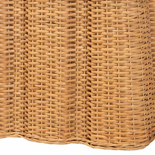 Bali & pari Andrea Natural Rattan Console Table - Handwoven Wicker Accent Table with Pleated Skirt, Boho Coastal Decor bali & pari