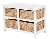 OSP Home Furnishings Seabrook Storage Tower with Solid Wood Frame and Natural Baskets, 2-Tier, 4-Drawer, White Finish OSP Home Furnishings