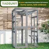 YADSUNY 64 Inch Catio Outdoor Cat Enclosure, Large Cat House for Outdoor Cats with Updated Framework Structure, Outside Cat Patio Cattery Weatherproof for Multiple Cats, Grey YADSUNY