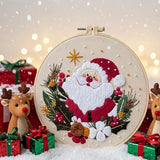 Nalexmi 3 Sets Christmas Embroidery Kits for Adults and Beginners, Cross Stitch with (Snowman, Santa Claus, Jingle Bell Patterns) Includes Needles, Threads, Tools