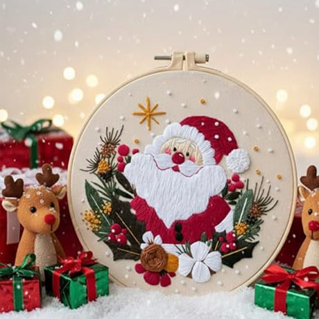 Nalexmi 3 Sets Christmas Embroidery Kits for Adults and Beginners, Cross Stitch with (Snowman, Santa Claus, Jingle Bell Patterns) Includes Needles, Threads, Tools Nalexmi