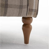 PATIOPTION Modern Accent Chair with Retro Wood Legs, Comfy Upholstered Armchair,Tantan Check Design Single Sofa Chair for Living Room Bedroom Office - Natural PATIOPTION