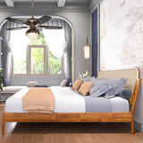 Bme Aurelia King Solid Wood Bed Frame with Rattan Headboard – Bohemian & Mid Century Modern Luxury Bme