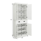 Elegant White Freestanding Kitchen Pantry Cabinet with Adjustable Shelves and Drawer GOAWGO