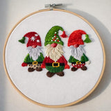 Looples Embroidery Kit for Beginners and Adults with Video Tutorials – DIY Starter Kit with 3 Stamped Floral Patterns, Hoops, Threads, Needles, and Instructions (Gnomes, Ornaments & Holiday Wreath)