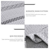 Boho Quilt Set Queen Size Gray Farmhouse Quilt Bedding Set Striped Lightweight Summer Bedspread Coverlet Bedding Set 96"x90" (3 Pieces) Cottolester