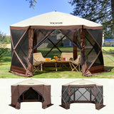 VEVOR Pop Up Gazebo Screen Tent, Pop-Up Instant Gazebo Tents with Mosquito Netting Outdoor Canopy, 6 Sided Sun Shelter 10x10ft with 6 Removable Wind Cloths & 2 Mesh Windows, Pavilion Tent for Patio VEVOR