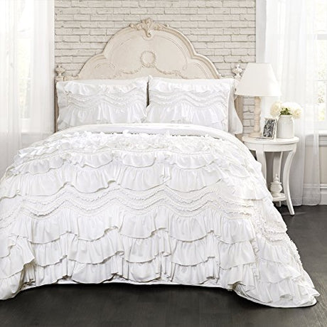 Lush Decor Kemmy Quilt Set, 3 Piece Set Full/Queen, White - Ruffled Bedding Set - Queen Size Quilt Full - White Bedding - Coquette Decor Lush Decor
