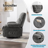 MAHOMICO Recliner Chair Oversized Swivel Rocker with Vibration Massage & Lumbar Heating, 360° Swivel, USB Charging Port, Cup Holders & Side Pocket for Living Room