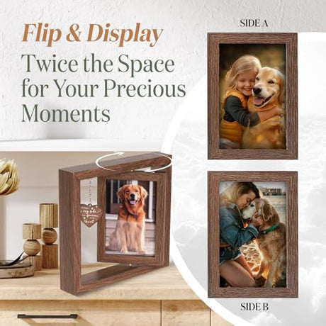 X-partner 4×6 Pet Memorial Photo Frame – Keepsake Remembrance Sympathy Gift for Loss of Dog or Cat – No Longer By My Side But Forever In My Heart – Loving Memory Picture Frame for Pets X-partner