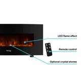 e-Flame USA Sundance Curved Wall Mounted or Freestanding LED Electric Fireplace with Remote - Adjustable, Timer, Remote - 48-inch e-Flame USA