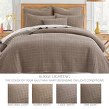 Levtex Home Mills Waffle King/Cal King Quilt Set (106x92in) with 2 Pillow Shams (36x20in) - Cocoa - Cotton Waffle King Size Quilt Bedding Set - Lightweight, Soft, Pre-Washed Levtex Home