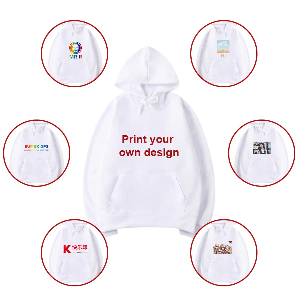 MR.R Sublimation Polyester Blanks White Hoodie Hooded Sweatshirt Cloth Unisex Style Pullover Casual Solid Color Sports Outwear Sweatshirts,XXXL size