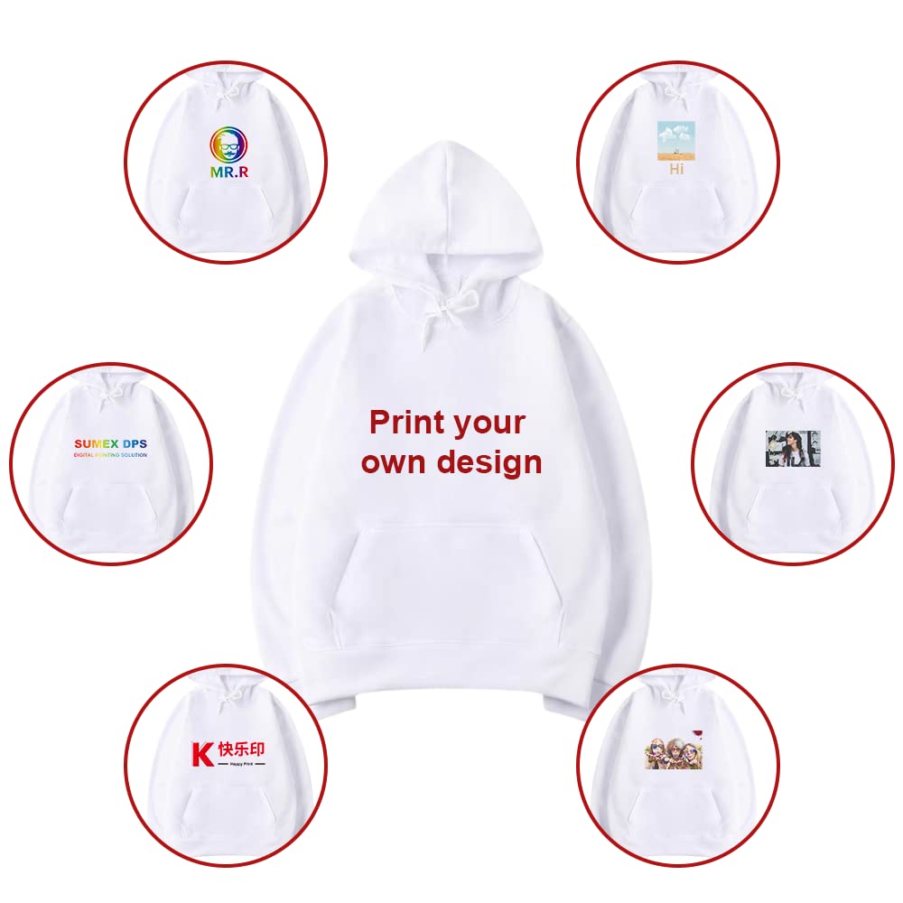 MR.R Sublimation Polyester Blanks White Hoodie Hooded Sweatshirt Cloth Unisex Style Pullover Casual Solid Color Sports Outwear Sweatshirts,XXL size MR.R