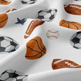 Sweet Jojo Designs Sports Theme Boy Twin Sheets Set Single Size Bed Flat Fitted Sheet Pillow Case Kids Childrens Teenager Bedding 3p Watercolor Soccer Balls Football Baseball Basketball Blue Stars Sweet Jojo Designs