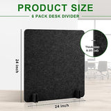 Kisston 6 Pack Acoustic Desk Divider Desk Partition 24 x 24" Stand Up Freestanding Desk Privacy Panel Noise and Visual Distractions Reducing Table Divider for Student Reception Area Office(Dark Gray) Kisston