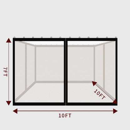 10' x 10' Gazebo Replacement Mosquito Netting, Gazebo Universal Netting Outdoor, 4-Panel Screen Walls Privacy Curtain for Outdoor Patio with Zipper