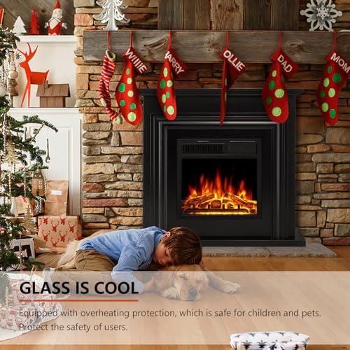 R.W.FLAME Electric Fireplace Mantel Wooden Surround Firebox, 36" Black TV Stand with Freestanding Electric Fireplace,Remote Control, Adjustable Led Flame, 750W/1500w R.W.FLAME