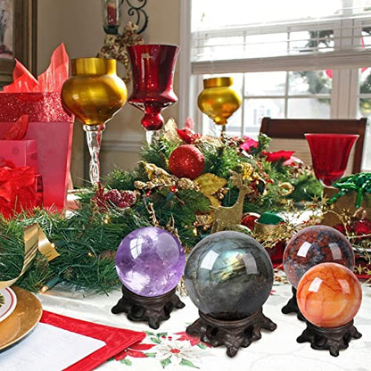 15 Pcs Mini Wooden Crystal Sphere Stands, Wooden Display Stand Crystal Ball Stand Globe Gem Base Hollow Quartz Ball Orb Holder Egg Base Wood Stand Decor Display, 0.8 Inch, 1.18 Inch, 1.57 Inc - WoodArtSupply