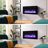 Efiretric® Grace 36" W 3 in 1 Electric Fireplace (EF449), Freestanding, Wall Mounted, Recessed, 9 Colors Flame Effect, TV Media Wall, Heater 750W/1500W, Remote Control EFIRETRIC