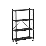 HealSmart Heavy Duty 4-Tier Foldable Metal Rack, 14.96" D x 27.95" W x 49.61" H Storage Shelving Unit 1000 lbs with Wheels Moving Easily Organizer Shelves Great for Garage Kitchen, Black HealSmart