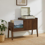 Crosley Furniture Luna Record Player Cabinet Turntable Stand, Storage for up to 175 Vinyl Records, Walnut Crosley Furniture