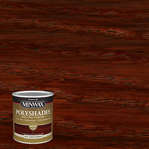 Minwax PolyShades Wood Stain + Polyurethane Finish – Quart, Bombay Mahogany, Satin - WoodArtSupply