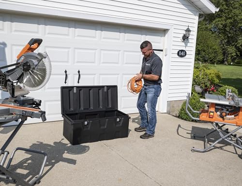 Buyers Products 1712240 Black Poly All-Purpose Storage Chest w/Hasp & Stainless Steel Hinge, 6.3 cu. ft, Made In The USA, Lightweight Storage, Dent-Resistant, Outdoor Storage Box Buyers Products Company
