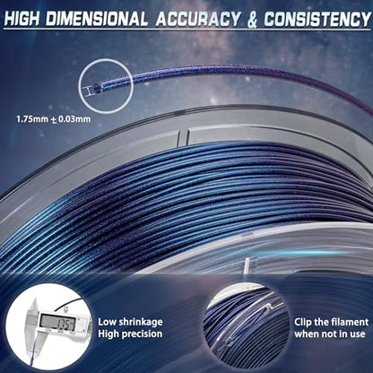 FF SUNSENKJ PLA Filament 1.75mm Color Change 3D Printer Filament, Chameleon Shiny Sparkle Glitter by Different Light and Angle, PLA 3D Printing Filament 1kg (2.2lbs) Spool (Chameleon_Nebula P - WoodArtSupply