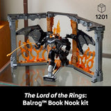 LEGO Icons The Lord of The Rings: Balrog Book Nook Kit - DIY Craft Building Set for Adults, 18+ - Collectible Gandalf Minifigure - Gift Idea for Birthdays - Home or Room Decor - 10367