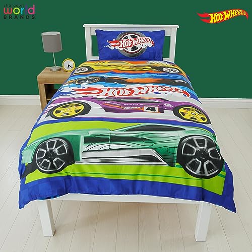 Character World Hot Wheels Officially Licensed Beast Design Single Duvet Cover Set | Reversible 2 Sided Cars Bedding Including Matching Pillow Case | Perfect for Kids Bedroom | Polycotton Character World