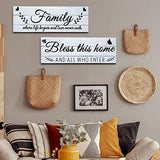 Jetec Wooden Family Signs Rustic Bless This Home Wood Family Decor Wall Art Farmhouse Entryway Decoration for Bedroom Living Room Office, 13.8 x 4.7 Inch (White) Jetec