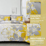 Anibedding Yellow Floral Comforter Set King Size 7 Pieces Reversible Bed in a Bag with Sheets Set for All Season, Soft Microfiber Complete Bedding Set King (104"x90") Anibedding