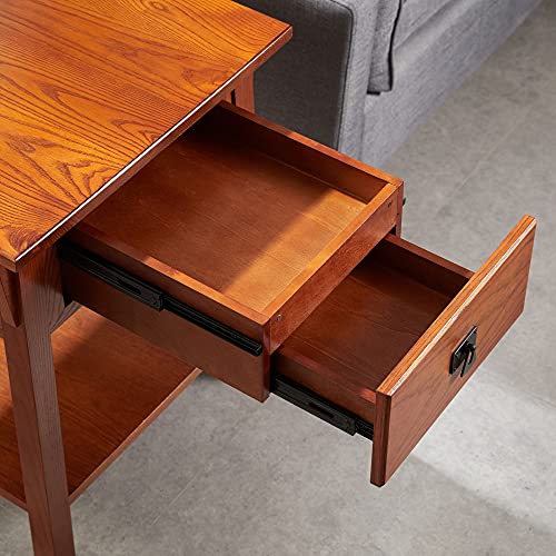 Leick Home 9066-SC Mission End Table with Locking Secret Compartment Made with Solid Wood, for Living Rooms, Russet Finish Side Table with Secret Compartment - WoodArtSupply