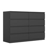 Vibe & Dine 8 Drawer Double Dressser, Modern Chest of Drawers with Wide Storage for Closet, Bedroom, Living Room, Black Vibe & Dine